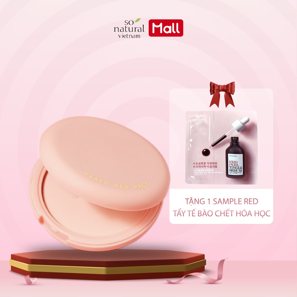 Phấn nách bột khô chiết xuất đào hỗ trợ giảm thâm làm sáng Peach Deo Pact So Natural 10gram
