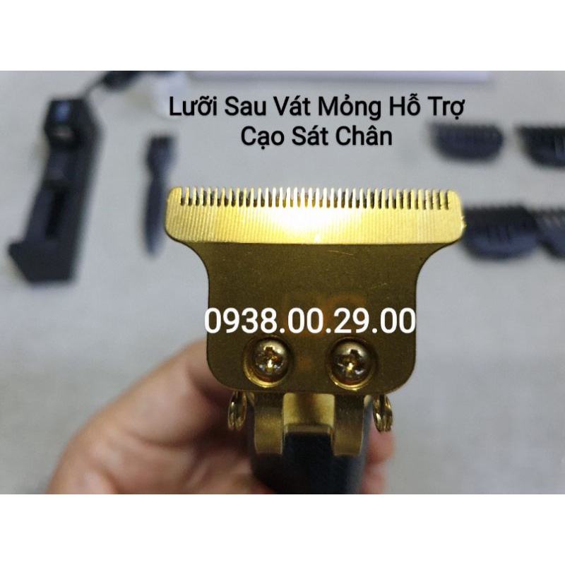 Tông Đơ Cạo Viền Vintage T9 Black - Silver Lưỡi T-Blade Thép Cabon 0.1mm.(Ảnh thật)