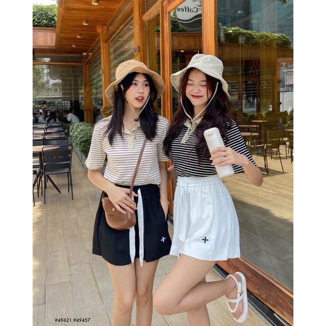 ÁO THUN CỔ-33303-kẻ ngang