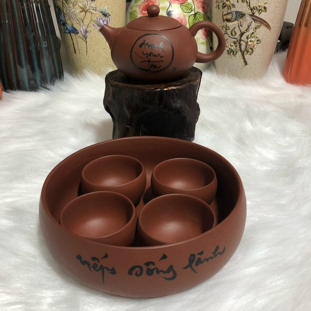 Bộ ấm chén Tử sa, Ấm tây thi, bộ tách trà đạo, gốm sứ Bát tràng hàng thủ công nghệ nhân Phạm Thế Anh