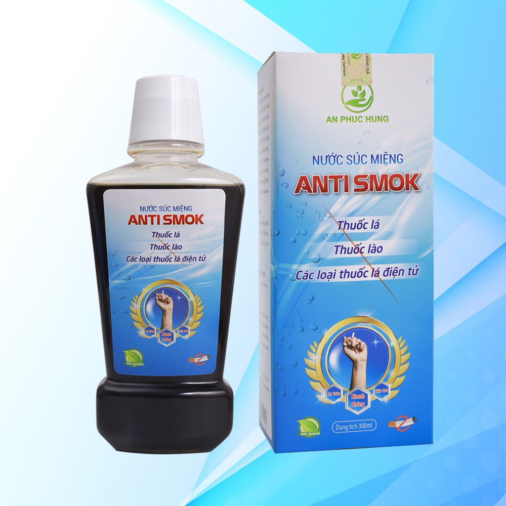 Nước súc miệng cai thuốc lá, thuốc lào Antismok - 300ml