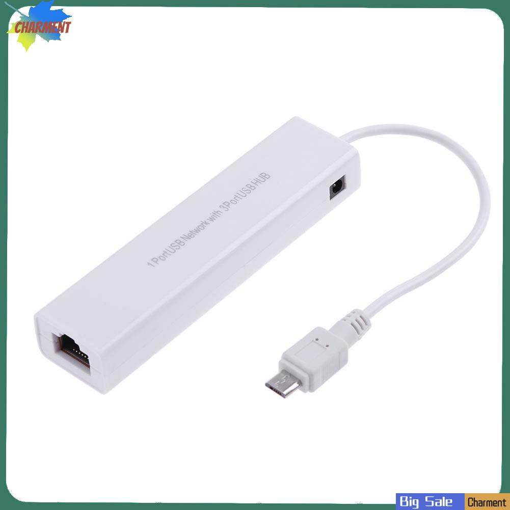 Bộ Chia 3 Cổng Usb 2.0 Hub 10 / 100mb Micro Usb Sang Rj45 Lan