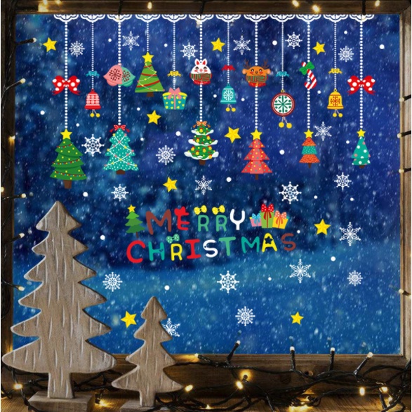 Decal trang trí Noel Hít Tĩnh Điện - Rèm thông cực xinh Noel