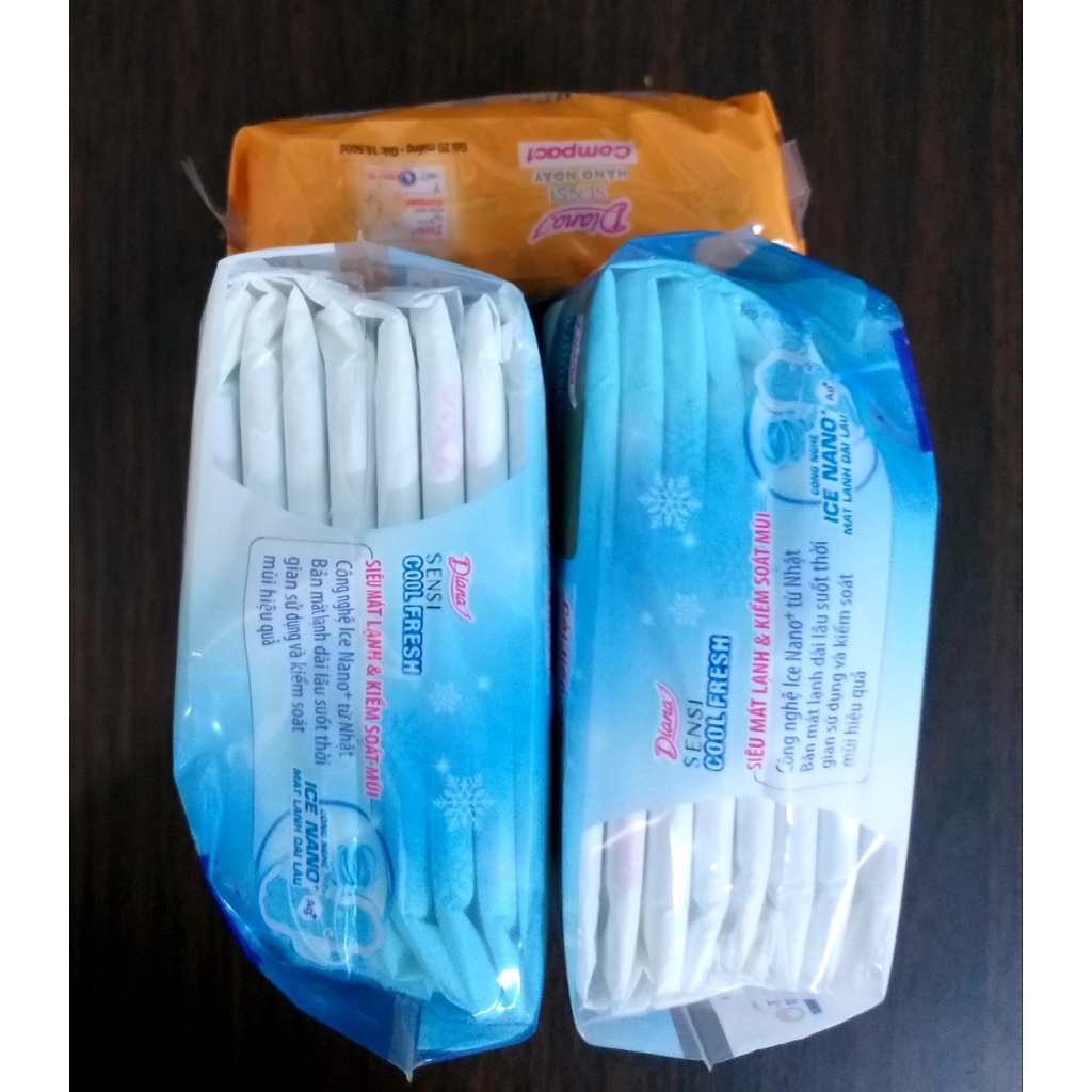{6 TẶNG 3- COMBO 6 GÓI MỎNG CÁNH DIANA SENSI COOL FRESH TẶNG 3 GÓI HÀNG NGÀY COMPACT