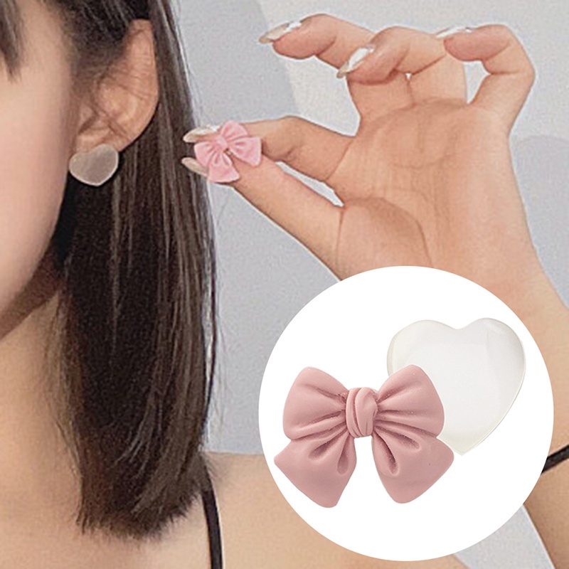 Bông tai mạ bạc 925 hình nơ ngọt ngào phong cách Hàn Quốc cho nữ