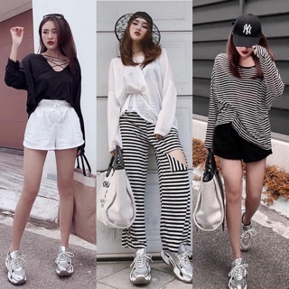 Áo pull giấy mỏng kiểu đan lưng sexy dáng thụng oversize