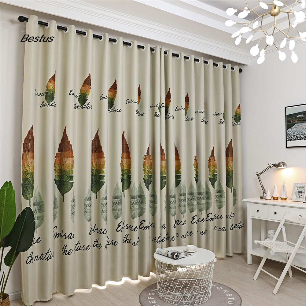 Rèm cửa họa tiết chiếc lá độc đáo dùng trang trí kích thước 100x250cm