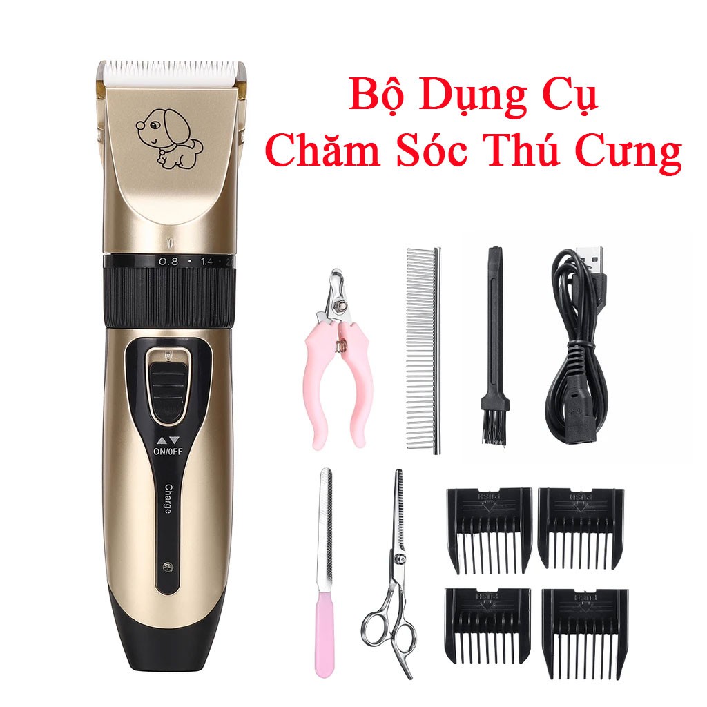 Bộ sản phẩm cắt tỉa lông thú cưng - Tông đơ cắt tỉa lông Chó Mèo - Máy sấy kiêm lược chải lông Pet