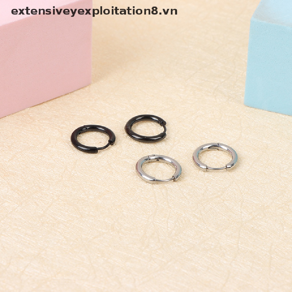 Set 5 Khuyên Tai Tròn Bằng Thép Không Gỉ Cho Nữ