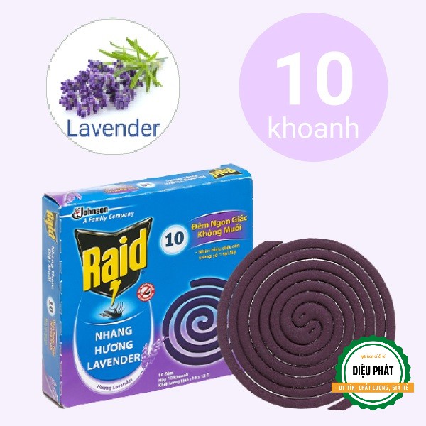 ⚡️ Nhang Muỗi Raid Hương Lavender 10 Khoanh Hộp 120g