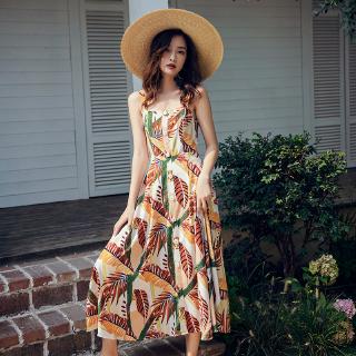 Đầm Đi Biển Dáng Dài Hở Lưng Phong Cách Retro Bohemian Quyến Rũ