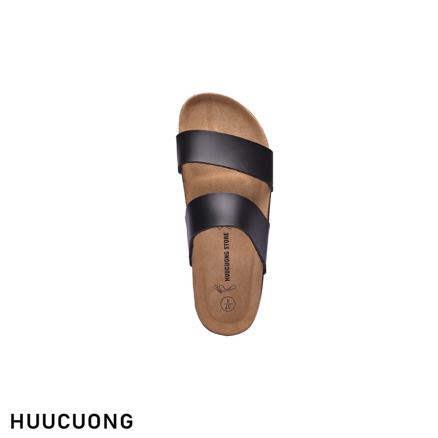 Dép unisex HuuCuong 2 quai đen đế trấu