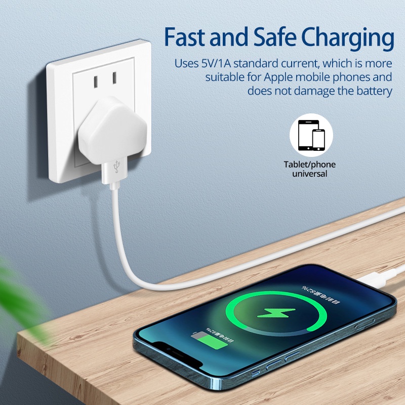 Củ sạc nhanh FONKEN thông minh 5V 1A cổng USB ba chân dành cho máy tính bảng PC