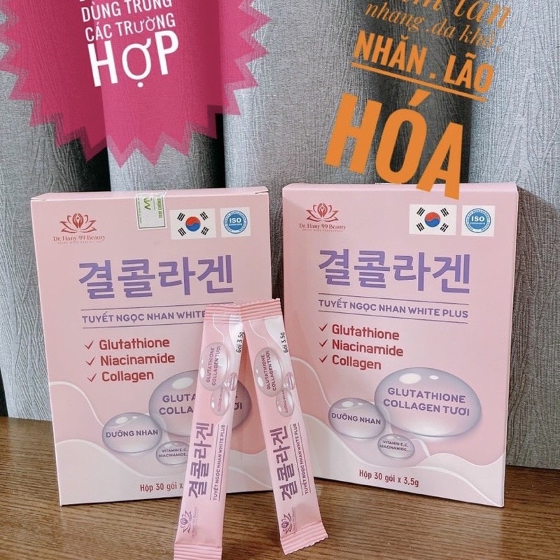 COMBO 3 hộp Tuyết ngọc nhan WHITE PLUS - Collagen truyền trắng hany dep da