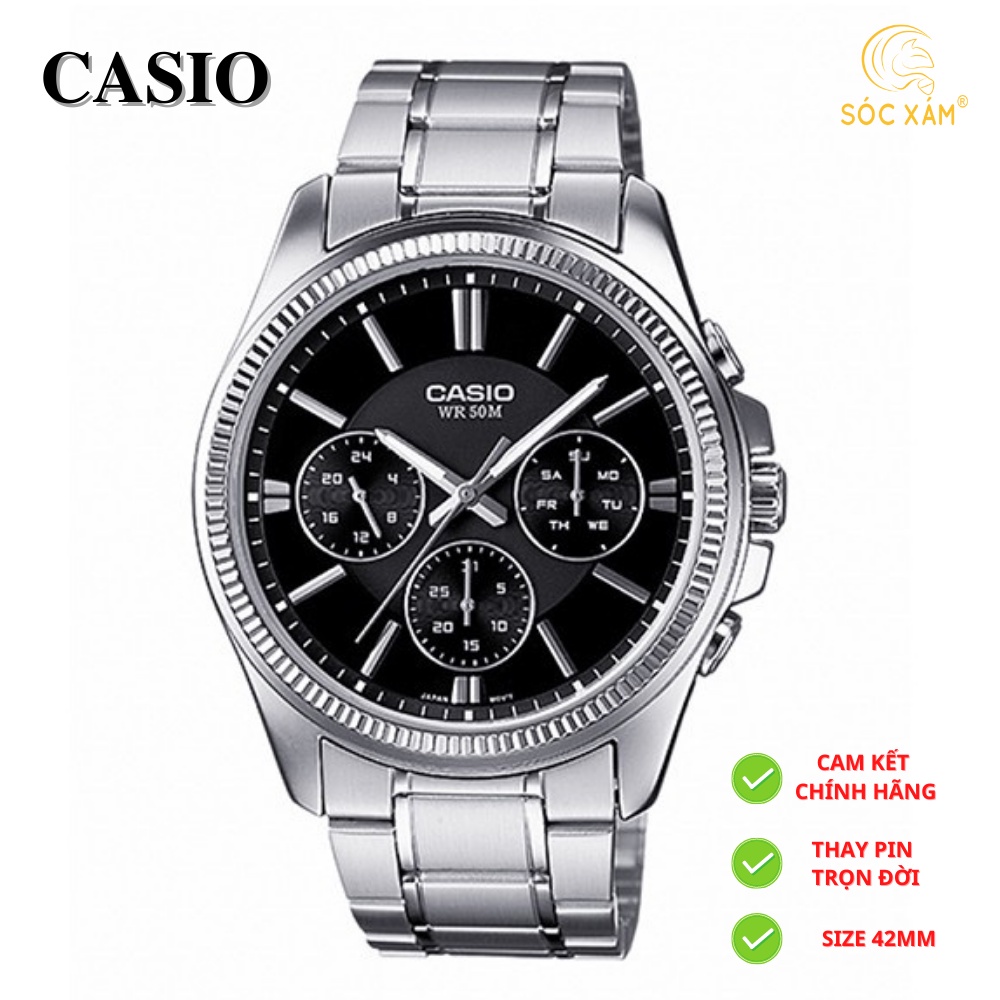 Đồng hồ nam thể thao ❤️ Đồng hồ đeo tay thời trang nam Casio MTP-1375D-1A dây thép chính hãng rẻ