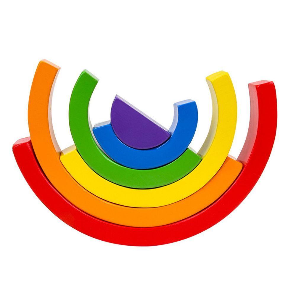Bộ Đồ Chơi Lắp Ráp Ngôi Nhà Bán Nguyệt Bằng Gỗ Màu Sắc Cầu Vồng Giáo Dục Nhận Thức Theo Phương Pháp Montessori