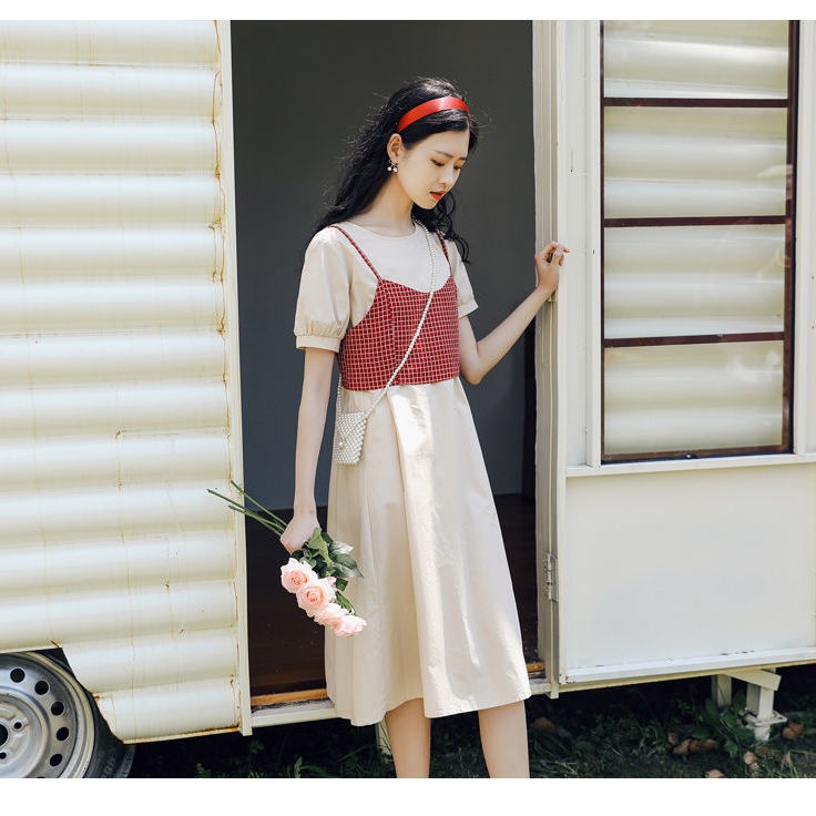 Đầm Tay Ngắn Màu Trơn Ôm Dáng Thời Trang Mùa Hè Cho Nữ