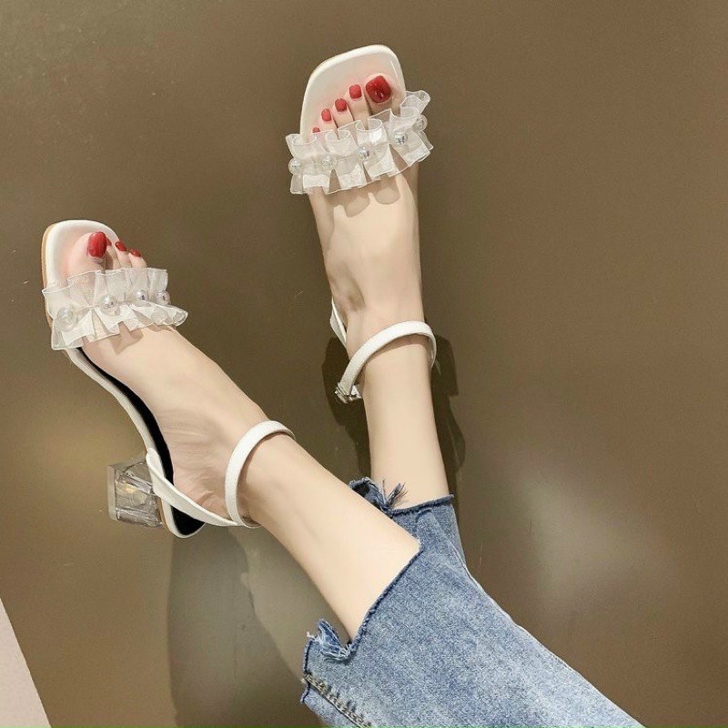 Sandal cao gót quai bèo đính ngọc 6 phân Chị Đẹp Store mã Q165