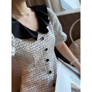 Váy dạ tweed nữ ngắn tay DT