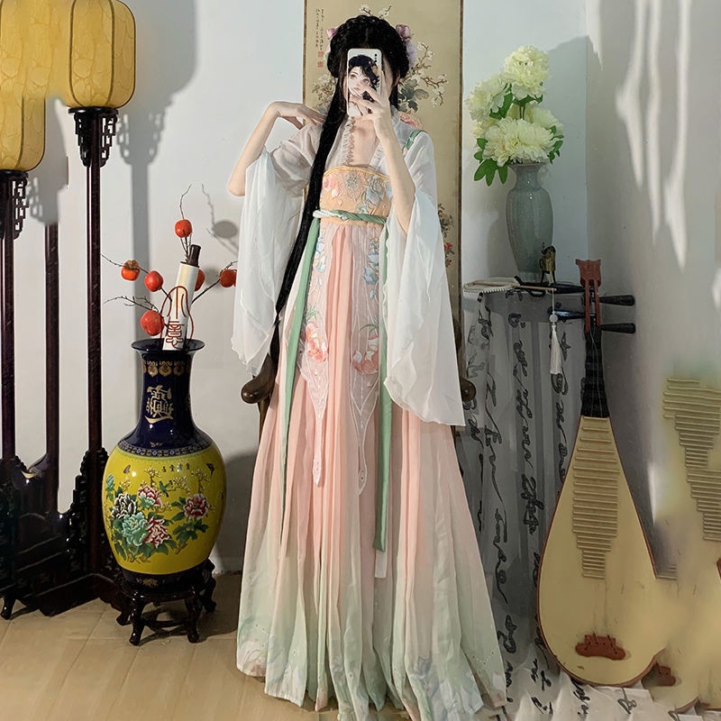 Mo Yun Pavilion Wanqiu Tang Váy Hán Phục Dài Đến Ngực Cổ Điển Mùa Thu Cho Nữ Mo Yun Pavilion Wanqiu Tang Made Phong Cách Hanfu
