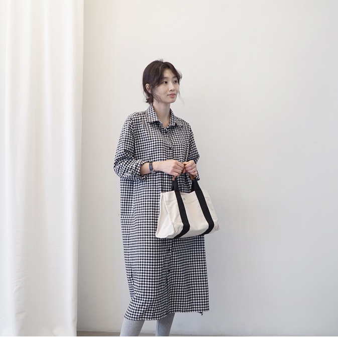 SUXI Áo Sơ Mi Tay Dài Dáng Rộng Họa Tiết Caro Phong Cách Hàn Quốc Thời Trang Cho Nữ