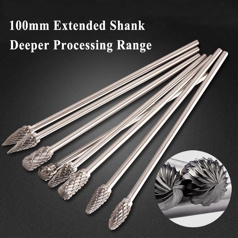 1 cái 3x6x100mm Tungsten cacbua quay Máy cắt phay Burr Dụng cụ quay Mata Porting Tool Mata Korek để khắc Đánh bóng chế biến gỗ Khắc