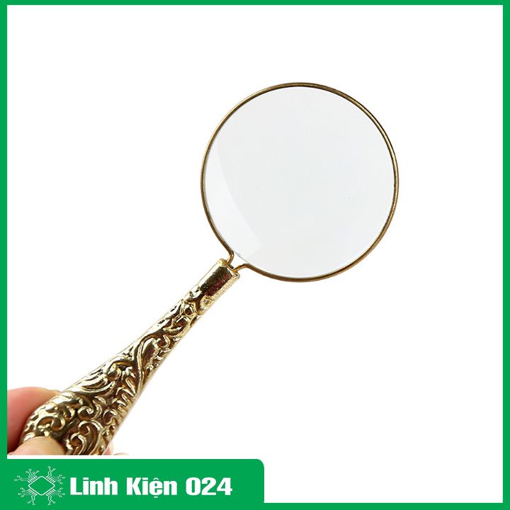Kính lúp quang học cầm tay HD 18155-6 kim loại, hoa văn đẹp dùng để đọc, sửa chữa điện tử