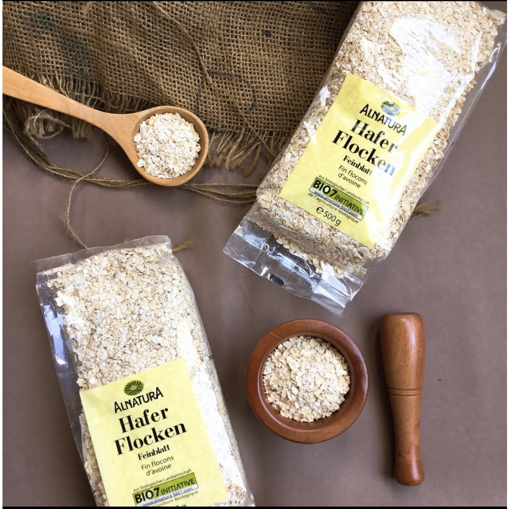 Yến mạch Đức Hafer Flocken túi 500g cán vỡ, cán dẹt cho bé ăn dặm, người bị tiểu đường giảm cân