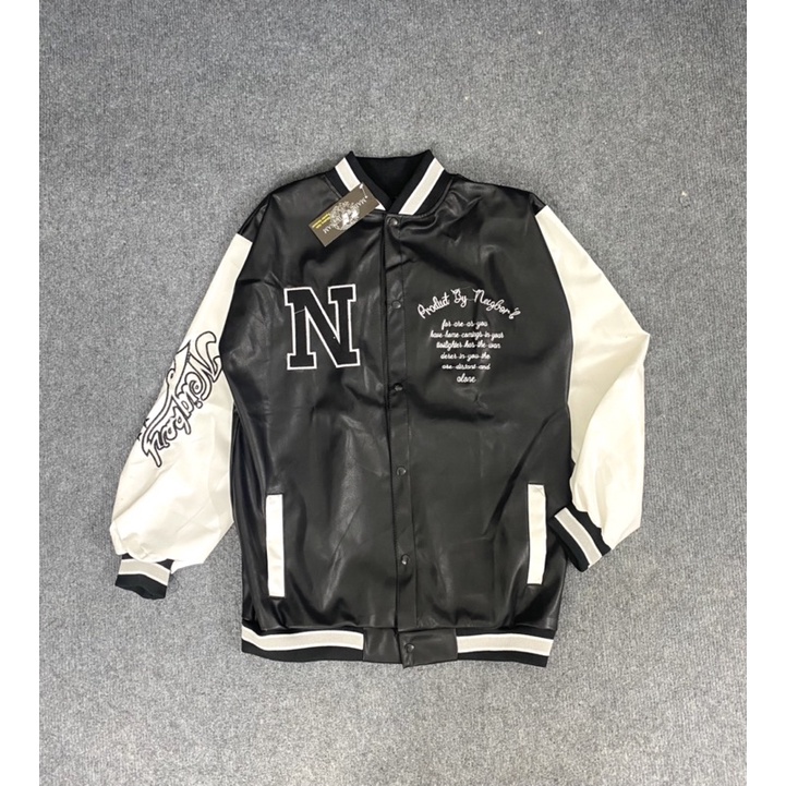 VARSITY JACKET LEATHER - ÁO KHOÁC DA THÊU CHỮ N