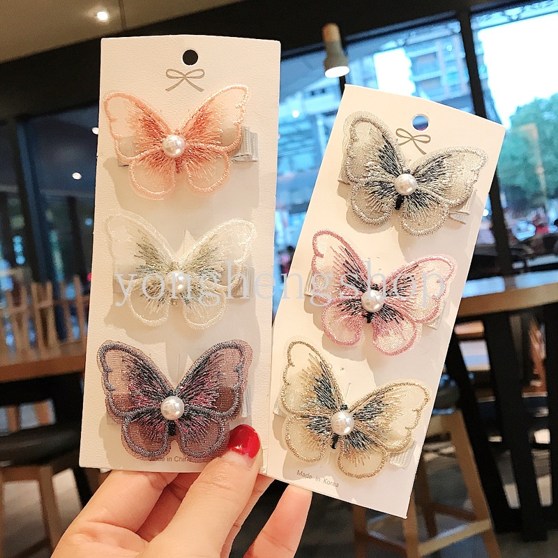 Kẹp Tóc Hình Bướm Đính Ngọc Trai Thời Trang Cho Nữ