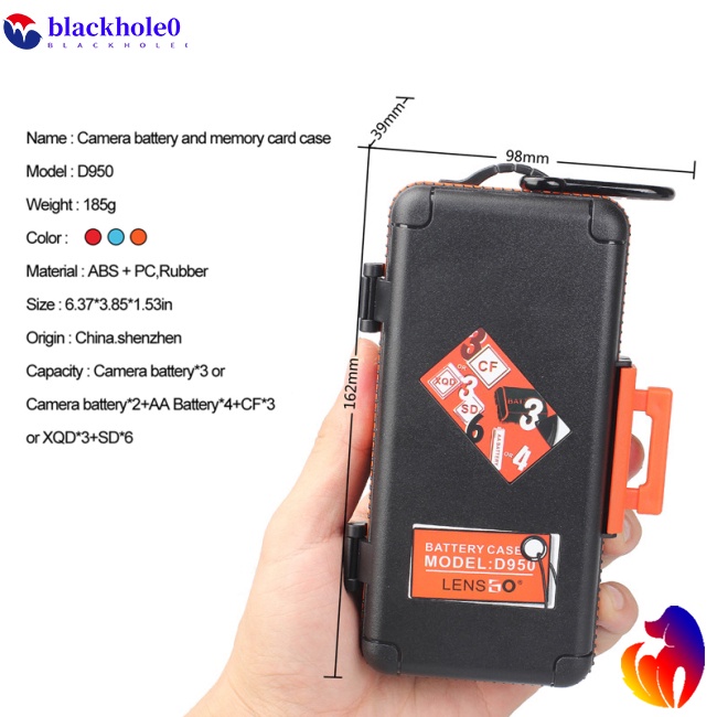 Hộp Đựng Pin Máy Ảnh BH D950 Chống Sốc Chống Thấm Nước Cho Canon/Sony /Nikon SD CF