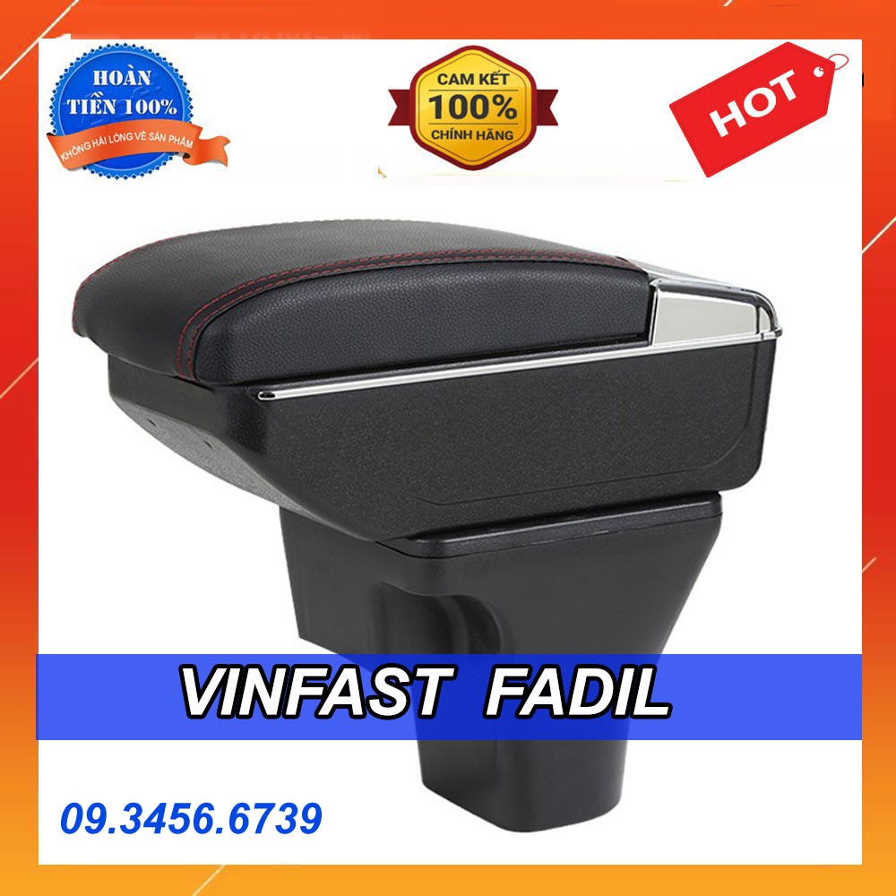 Hộp Tỳ Tay Cho Xe Vinfast Fadil 2018 2019 2020 2021 có cổng cắm USB màu đen