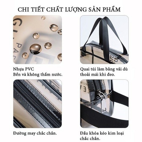 SET 3 Túi Trong Suốt Đựng Mỹ Phẩm Và Đồ Trang Điểm Du Lịch