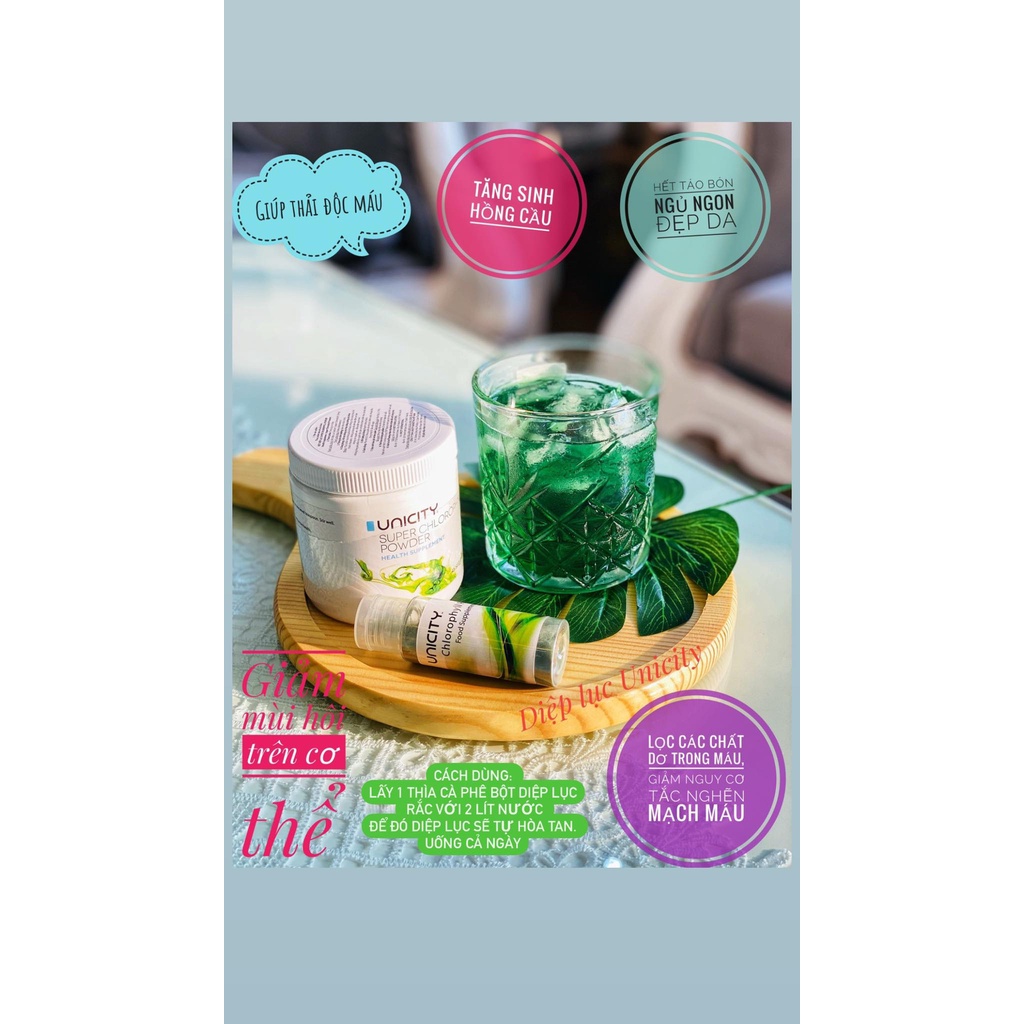 Diệp Lục, Bột Diệp Lục SUPER CHLOROPHYLL POWDER Detox Cơ Thể Hộp 92g