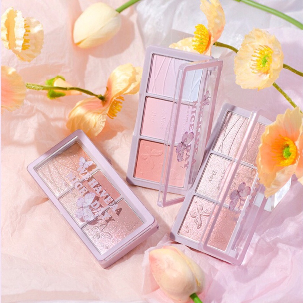 Bảng phấn má hồng 3 màu HOLD LIVE XIAOYUMI Secret Garden Blush Gradient Cheek Purple Blue Tea Holdlive HL461 HLIV61