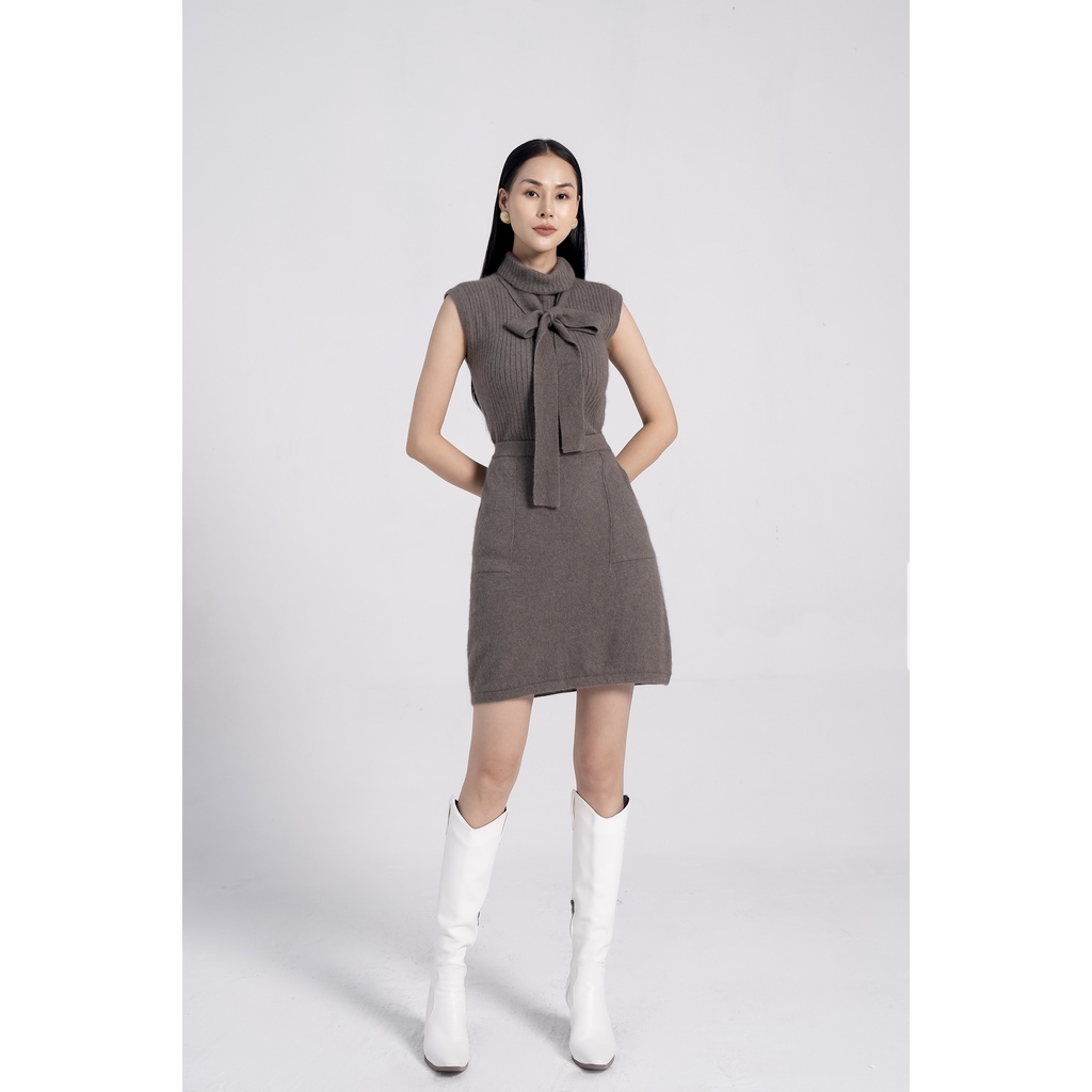 Áo len nữ sát nách cổ nơ Eva de Eva 21SANE003G