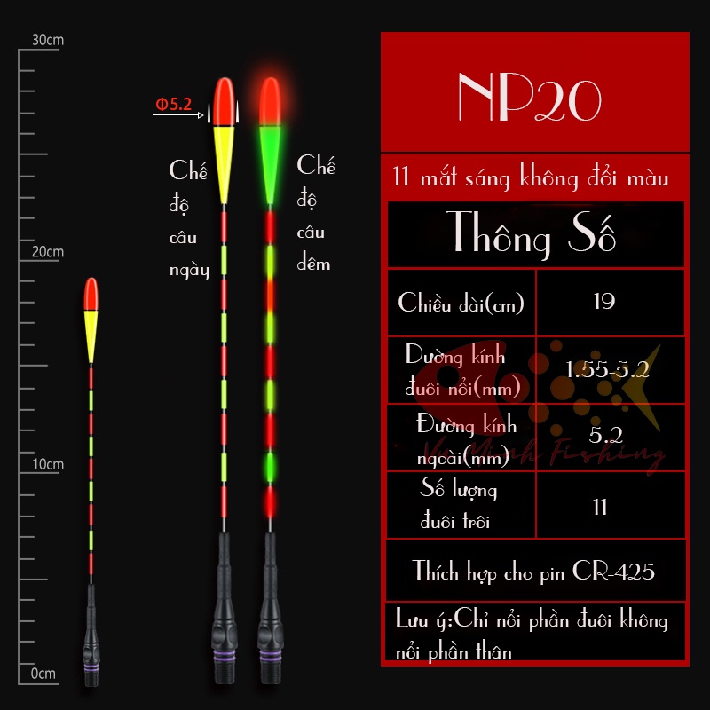 Ngọn Phao Đèn Câu Đài Ngày Đêm Đổi Màu Cảm Ứng Thông Minh. Ngọn Phao Câu Cá Săn Hàng Cao Cấp