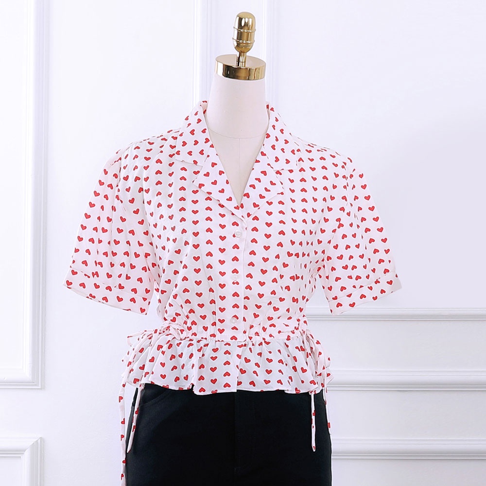 Sơ mi kiểu nữ, voan họa tiết, thun eo, dịu dàng và nữ tính, hàng thiết kế cao cấp TK Fashion - SMK757