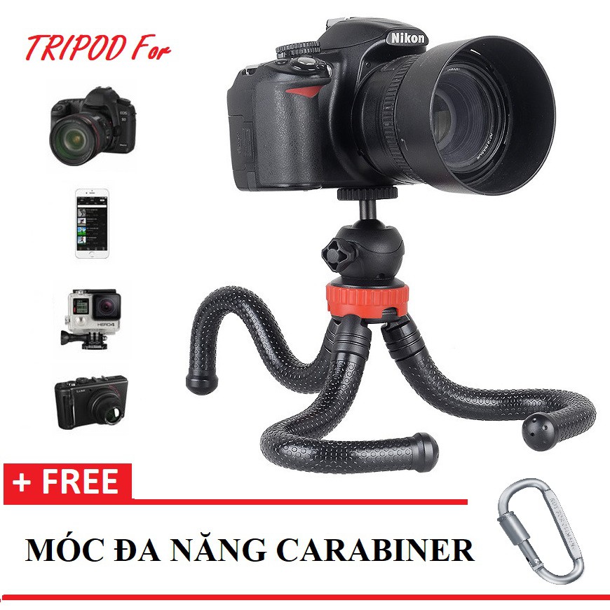 ✔️✔️ Chân máy ảnh Tripod BẠCH TUỘT MZ305 (KÈM GIÁ KẸP 002) + TẶNG 1 MÓC ĐA NĂNG CARABINER