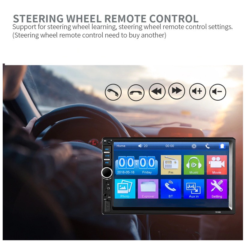 Màn Hình LCD 7 inch Phát Nhạc MP5 Cảm Ứng Bluetooth cao cấp - 7018B