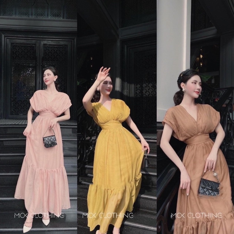 Maxi chiết eo cổ cánh dơi đi biển HN