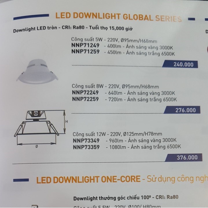 Đèn âm trần downlight Panasonic 5w NNP71249/NNP71259