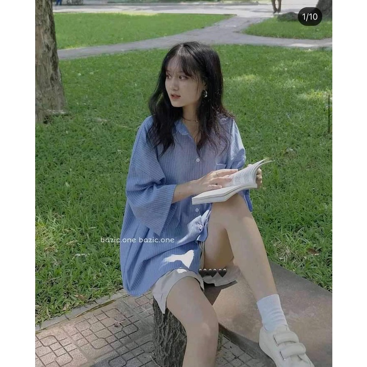 Áo sơ mi kẻ nữ form rộng phong cách Unisex CaMa Store SM 01