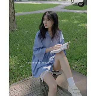 Áo sơ mi kẻ nữ form rộng phong cách Unisex CaMa Store SM 01