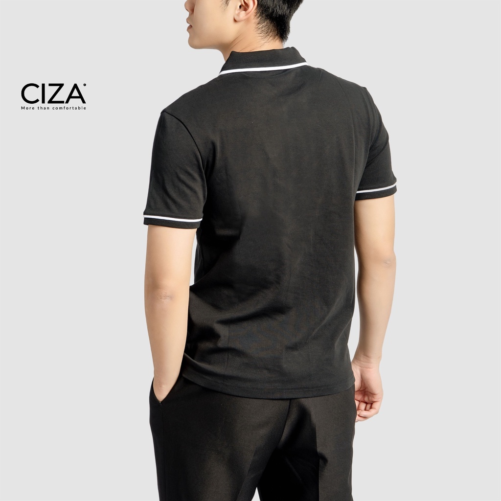 Áo polo ngắn cộc tay nam CIZA  cổ bẻ vải cotton co giãn 4 chiều size S M L XL màu đen  APNS14