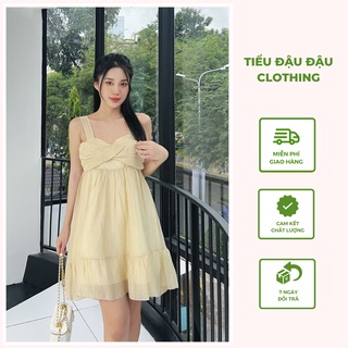 Đầm 2 dây baby chéo ngực vải xuất hàn cực xinh