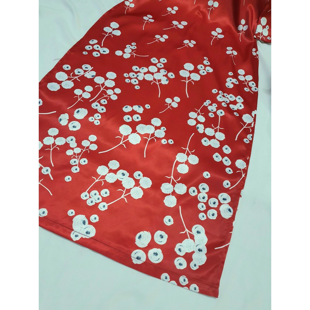 Áo dài cách tân hoa nhí đỏ  (HÀNG CAO CẤP) | BigBuy360 - bigbuy360.vn