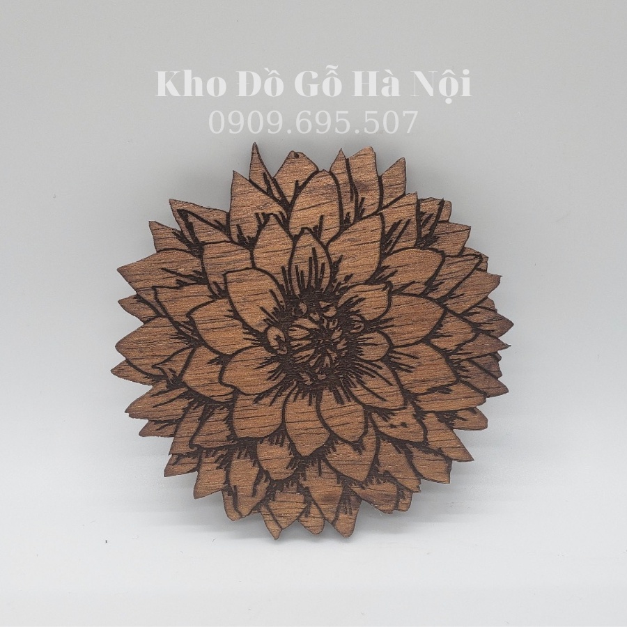 Miếng Lót ly, Đế Lót Ly Điêu Khắc Hình Hoa Hướng Dương Thiết Kế Độc Lạ - Kho Đồ Gỗ Hà Nội