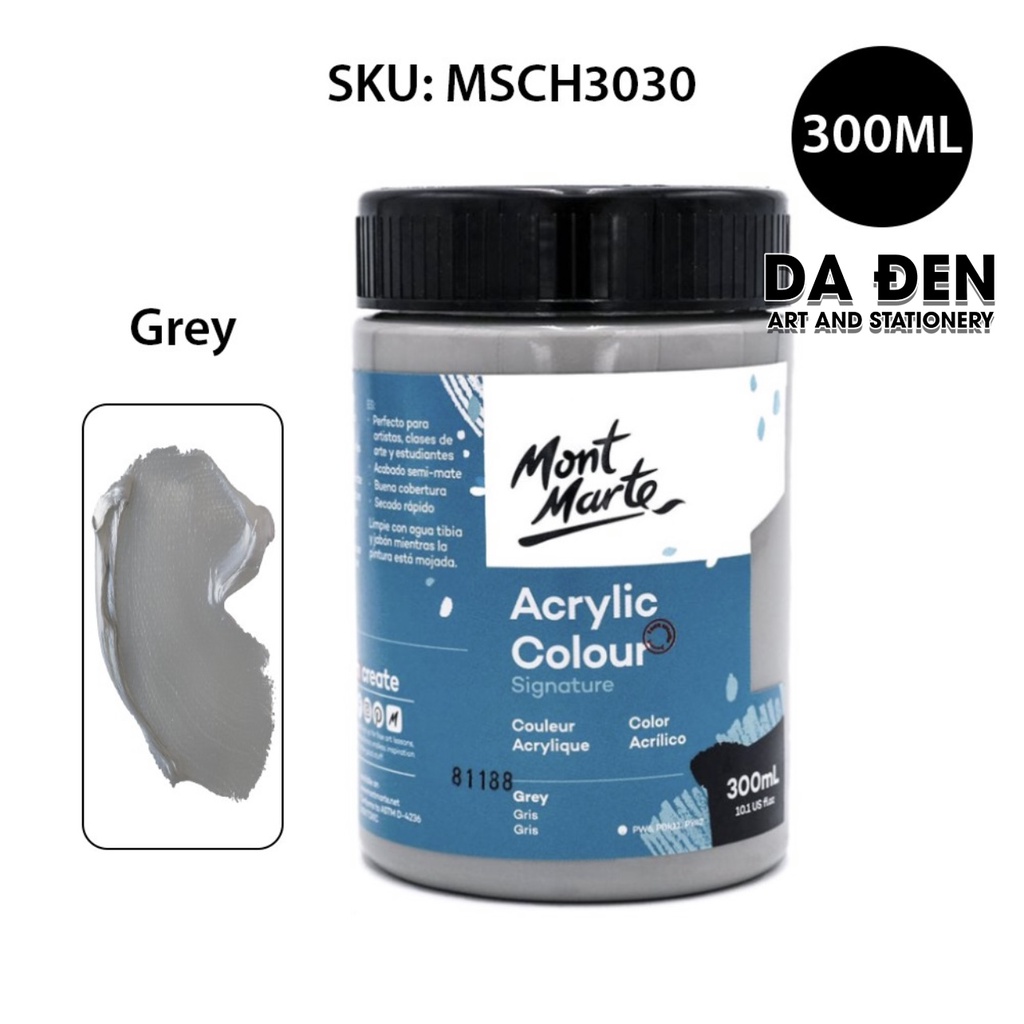 [DA ĐEN] Màu Mont Marte Signature Acrylic Colour 300ml (10.1-oz) - Grey