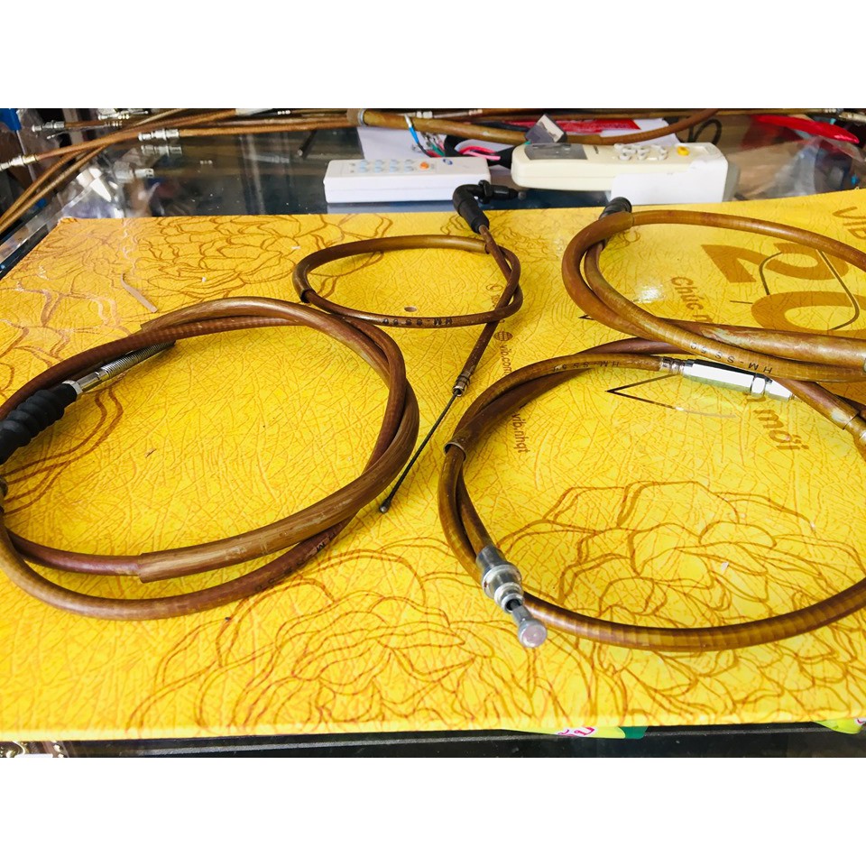 Dây côn + dây thắng + dây ga cuốn + dây km cho xe cd - màu ngã vàng cho xe Cd-CL-MD